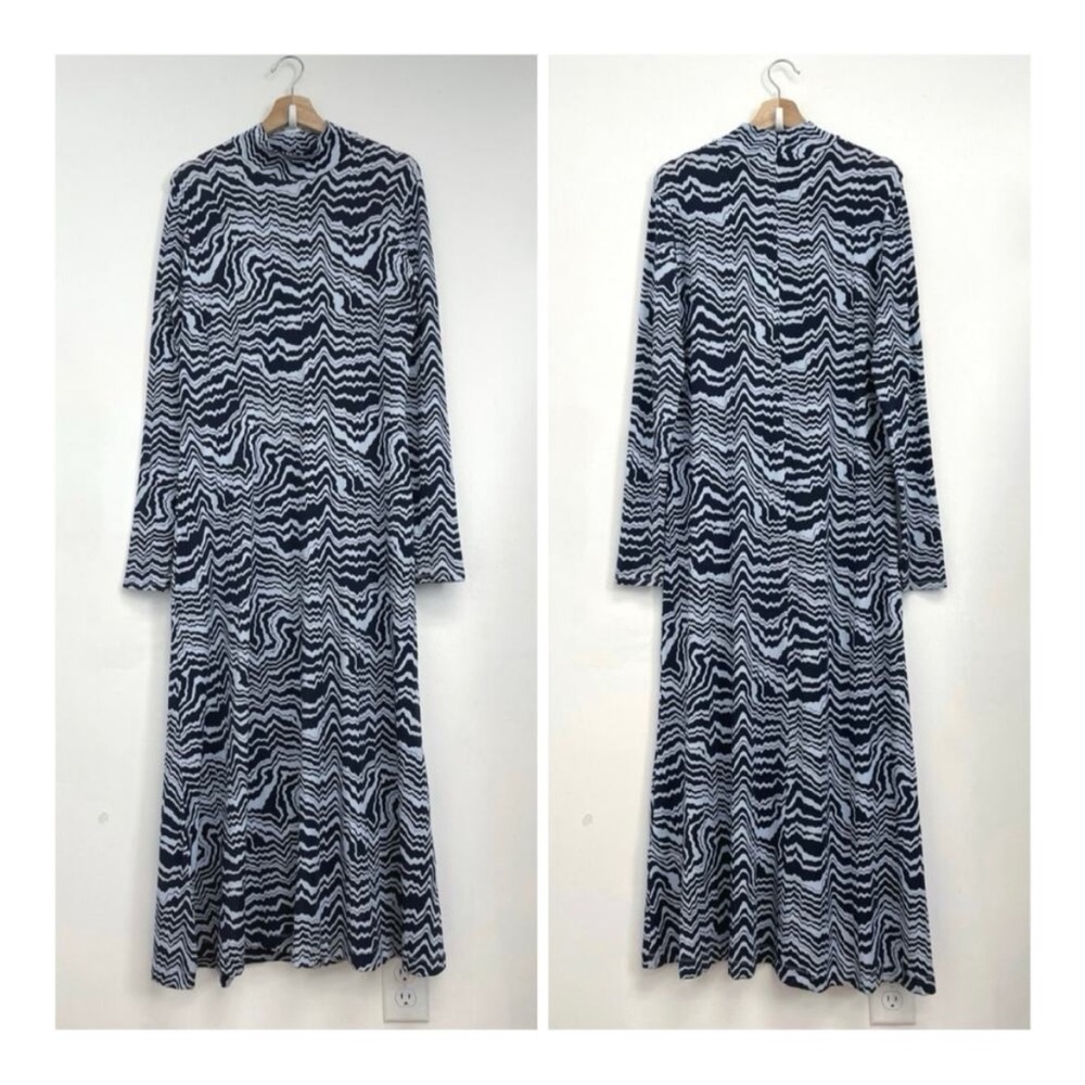 COS NEW Roll-Neck Psychedelic Print Long Sleeve Stretch Jersey Maxi Dress medium